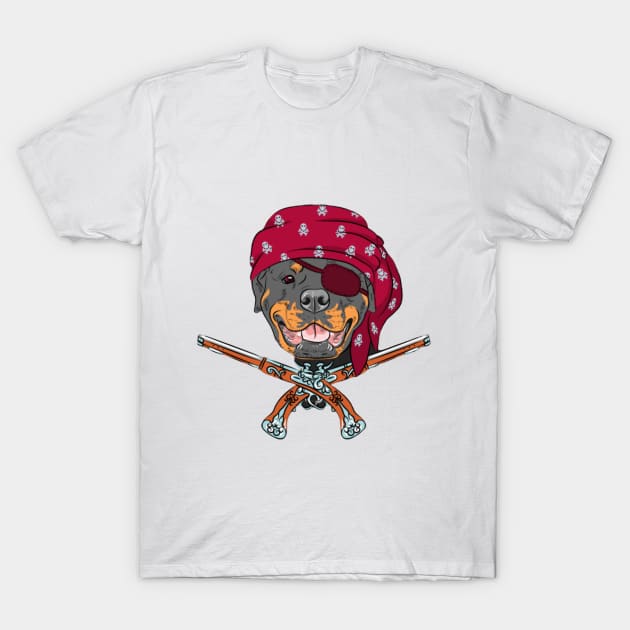 Dog pirate pattern T-Shirt by Flower Queen